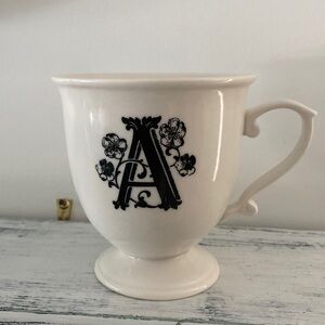 Anthropologie Monogram Initial A Footed Pedestal Coffee Mug